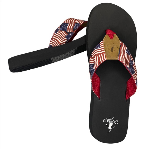 Corkys Aquaholic American Flag Flip Flops - Picture 2 of 8